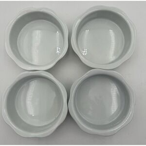 Set Of 4‎ Mini Stoneware Fluted Tart Flan Baking Dishes White 4x1.25"